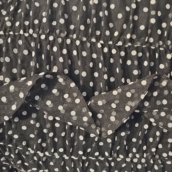 Zara Polka Dot Puff Sleeve Ruched Dress Black White Dots Sz M NWT MSRP $69 - Picture 6 of 13